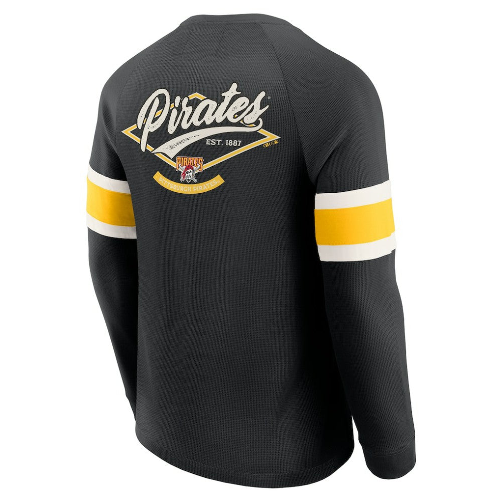Pittsburgh Pirates Darius Rucker Collection Waffle-Knit Raglan Long Sleeve Henley T-Shirt Black