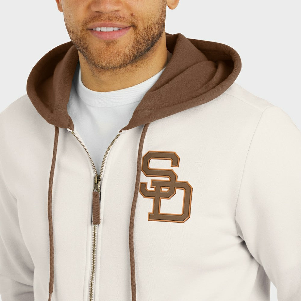 San Diego Padres Darius Rucker Collection Men's Polar Fleece Full-Zip Hoodie Cream