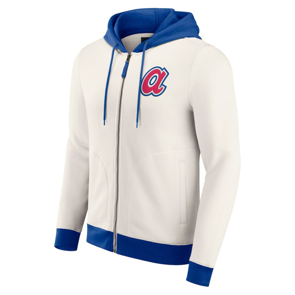 Atlanta Braves Darius Rucker Collection Men's Polar Fleece Full-Zip Hoodie Cream