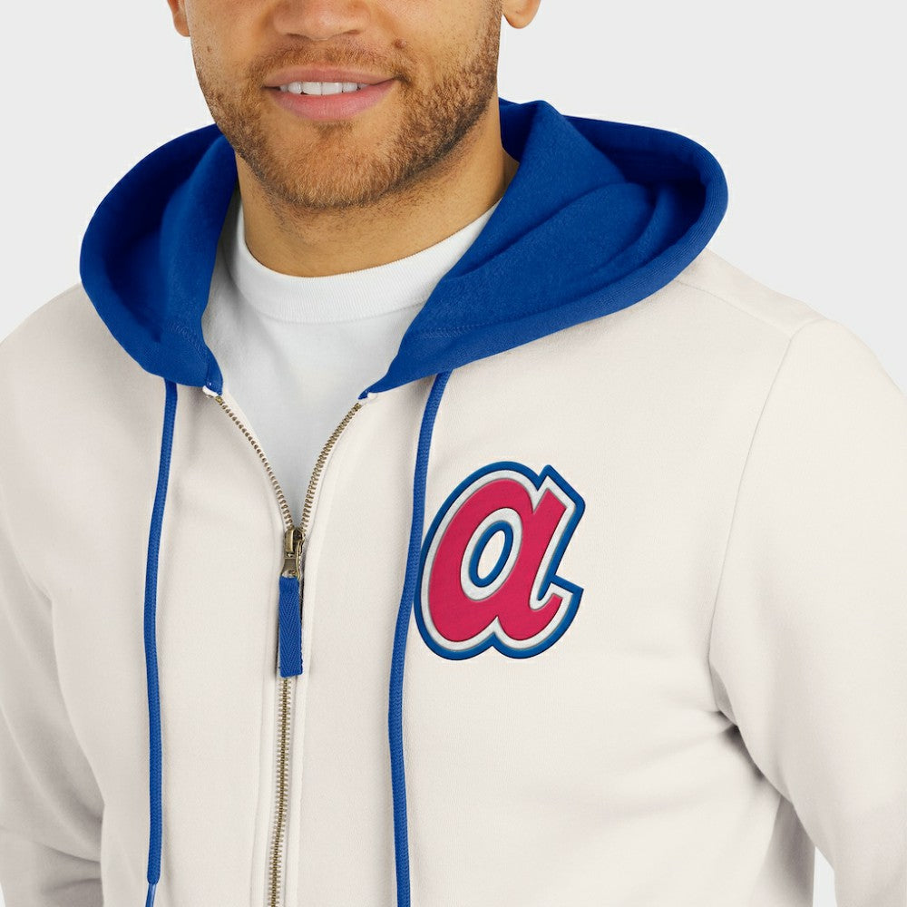 Atlanta Braves Darius Rucker Collection Men's Polar Fleece Full-Zip Hoodie Cream