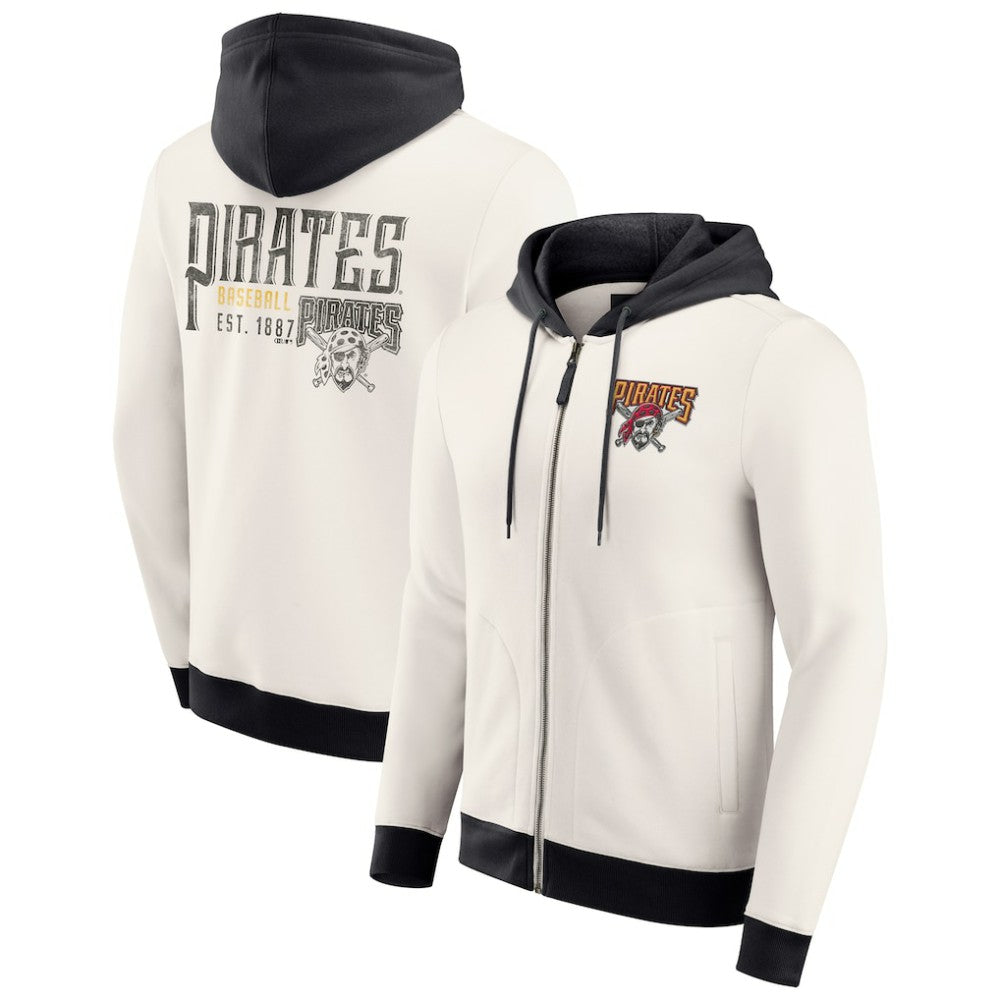Pittsburgh Pirates Darius Rucker Collection Men's Polar Fleece Full-Zip Hoodie Cream