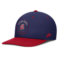 Atlanta Braves Cooperstown Collection Pro Dri-FIT Snapback Hat Navy/Red | Nike