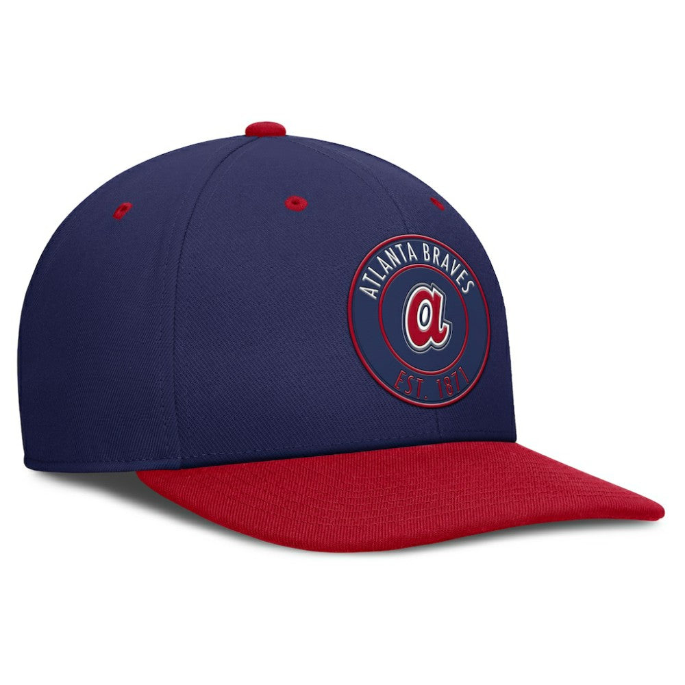 Atlanta Braves Cooperstown Collection Pro Dri-FIT Snapback Hat Navy/Red | Nike