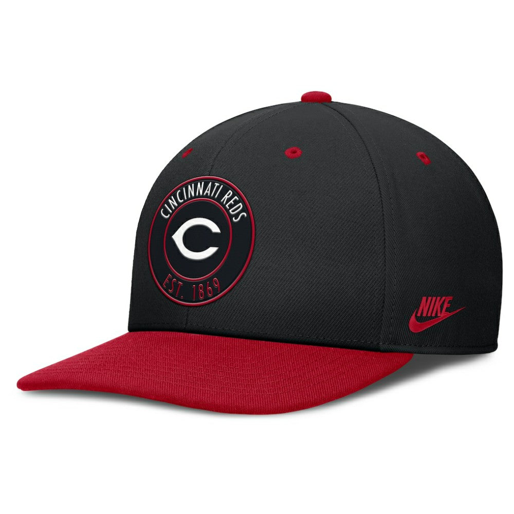Cincinnati Reds Cooperstown Collection Pro Dri-FIT Snapback Hat Black/Red | Nike