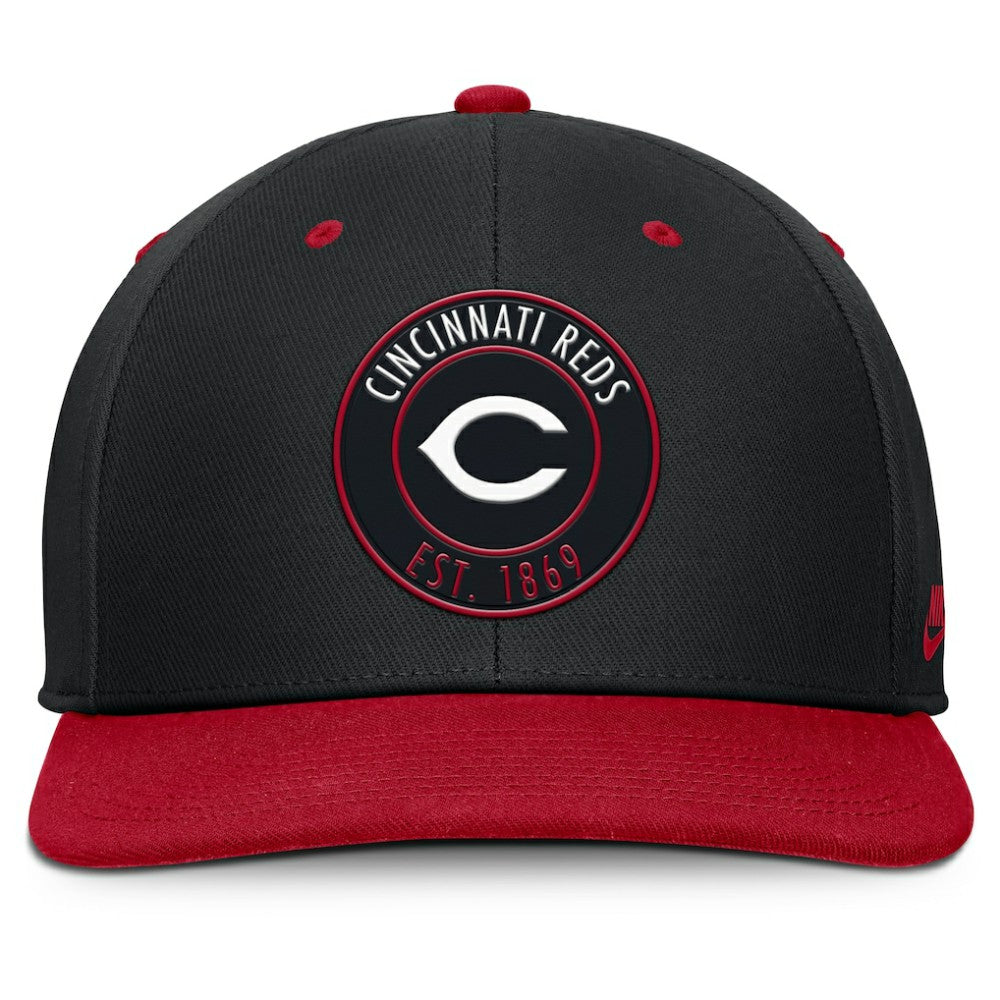 Cincinnati Reds Cooperstown Collection Pro Dri-FIT Snapback Hat Black/Red | Nike