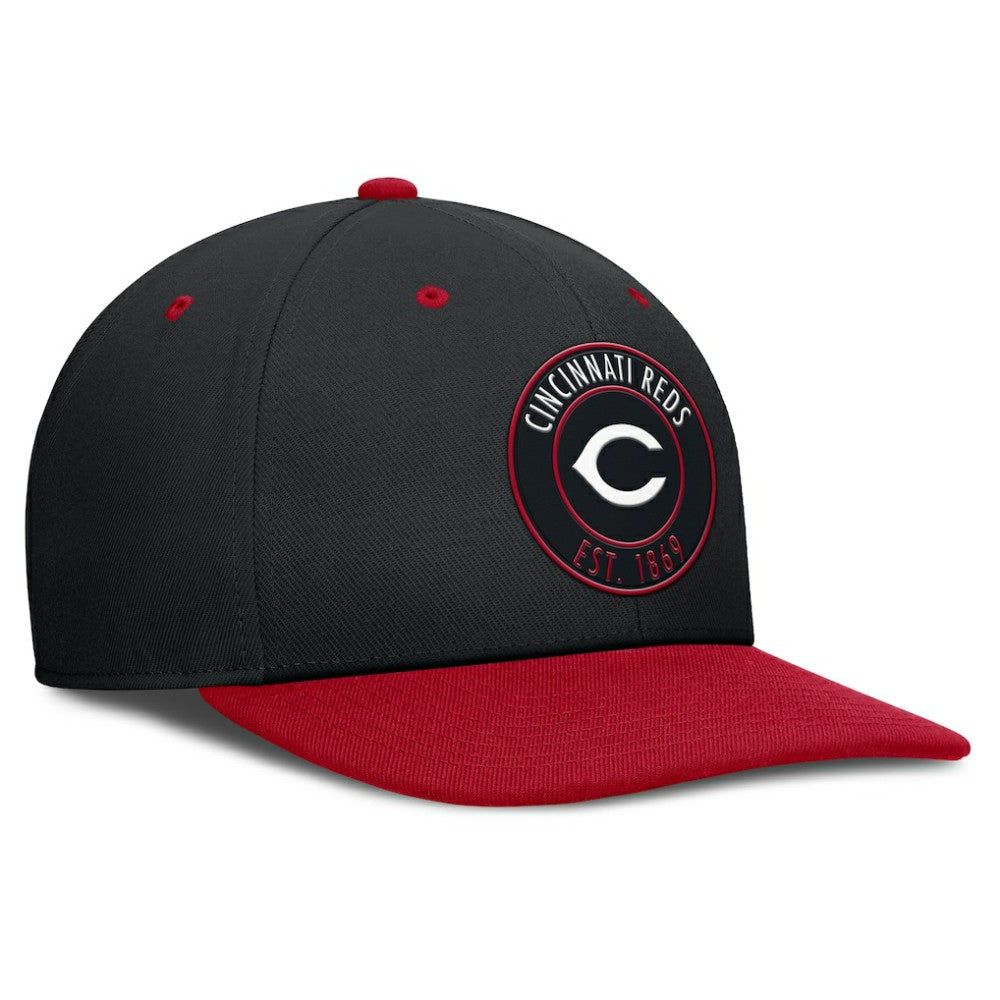Cincinnati Reds Cooperstown Collection Pro Dri-FIT Snapback Hat Black/Red | Nike