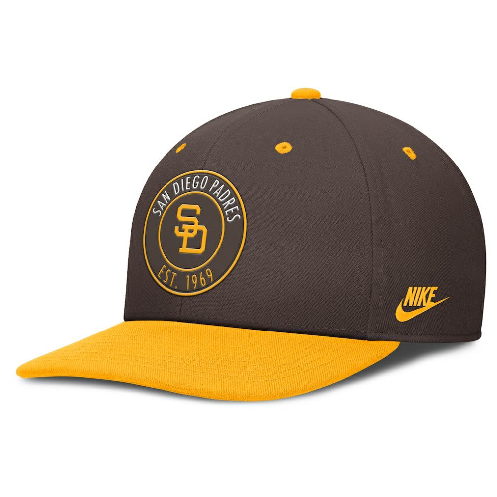 San Diego Padres Cooperstown Collection Pro Dri-FIT Snapback Hat Brown/Gold | Nike
