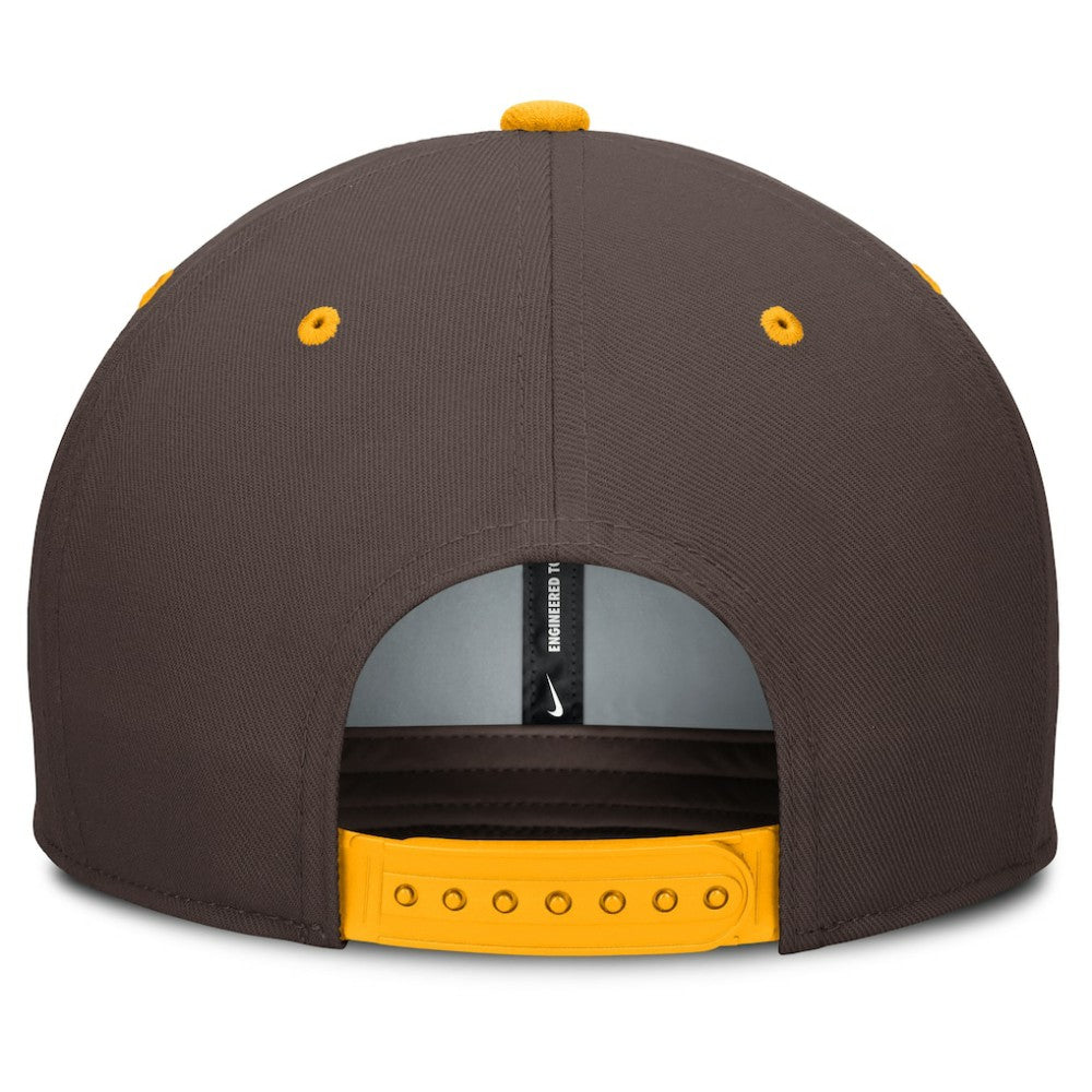 San Diego Padres Cooperstown Collection Pro Dri-FIT Snapback Hat Brown/Gold | Nike