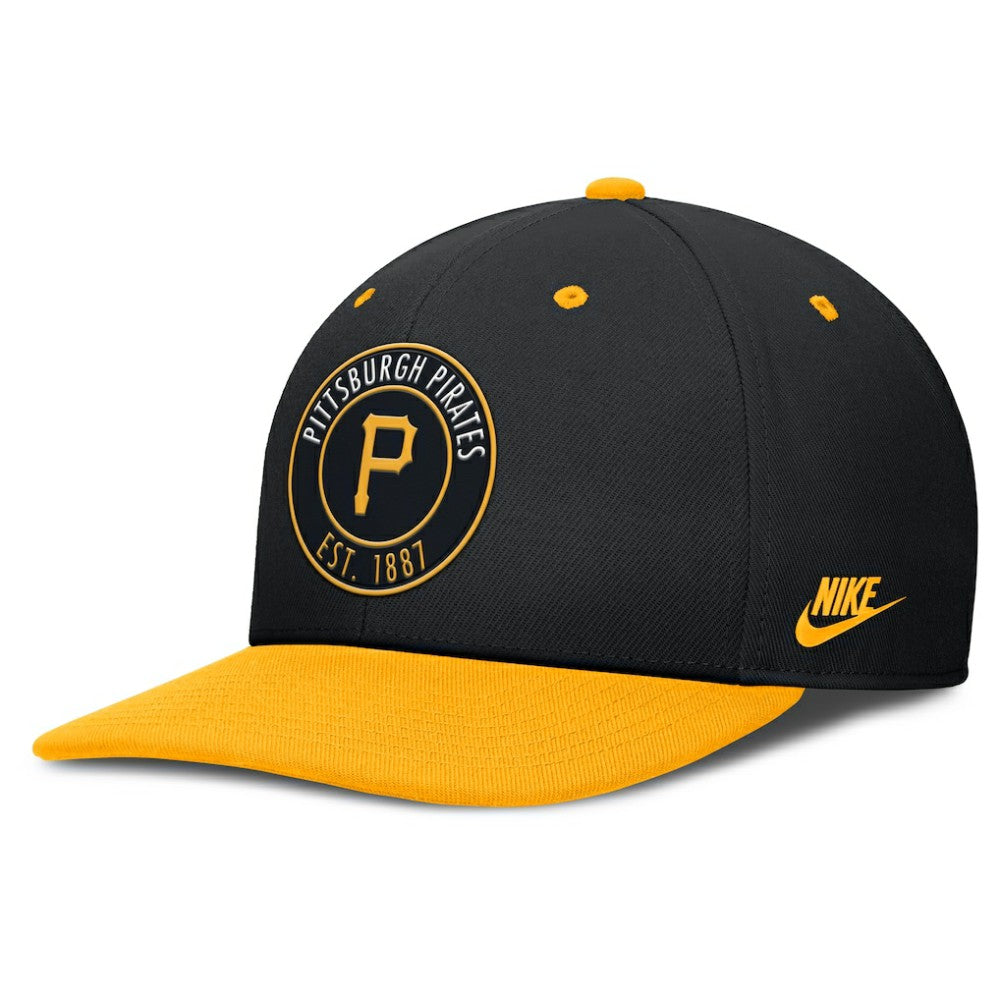 Pittsburgh Pirates Cooperstown Collection Pro Dri-FIT Snapback Hat Black/Gold | Nike