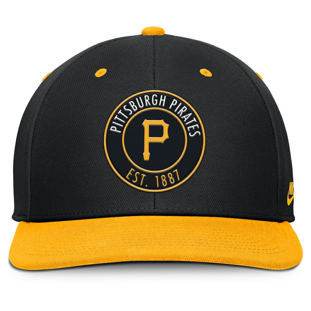 Pittsburgh Pirates Cooperstown Collection Pro Dri-FIT Snapback Hat Black/Gold | Nike