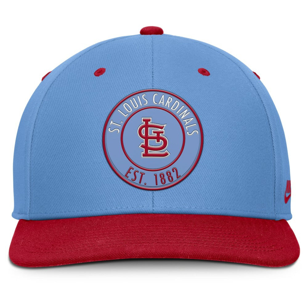 St. Louis Cardinals Cooperstown Collection Pro Dri-FIT Snapback Hat Light Blue/Red | Nike