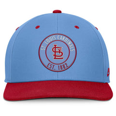 St. Louis Cardinals Cooperstown Collection Pro Dri-FIT Snapback Hat Light Blue/Red | Nike