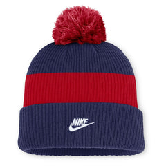 Atlanta Braves Cooperstown Collection Peak Standard Cuffed Knit Hat with Pom Blue/Red | Nike