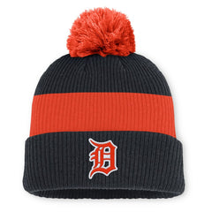 Detroit Tigers Cooperstown Collection Peak Standard Cuffed Knit Hat with Pom Navy/Orange | Nike