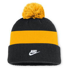 Pittsburgh Pirates Cooperstown Collection Peak Standard Cuffed Knit Hat with Pom Black/Yellow | Nike