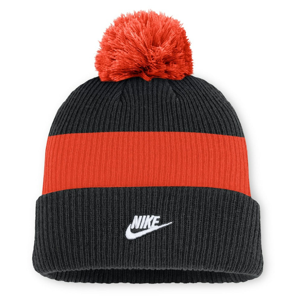 San Francisco Giants Cooperstown Collection Peak Standard Cuffed Knit Hat with Pom Black/Orange | Nike