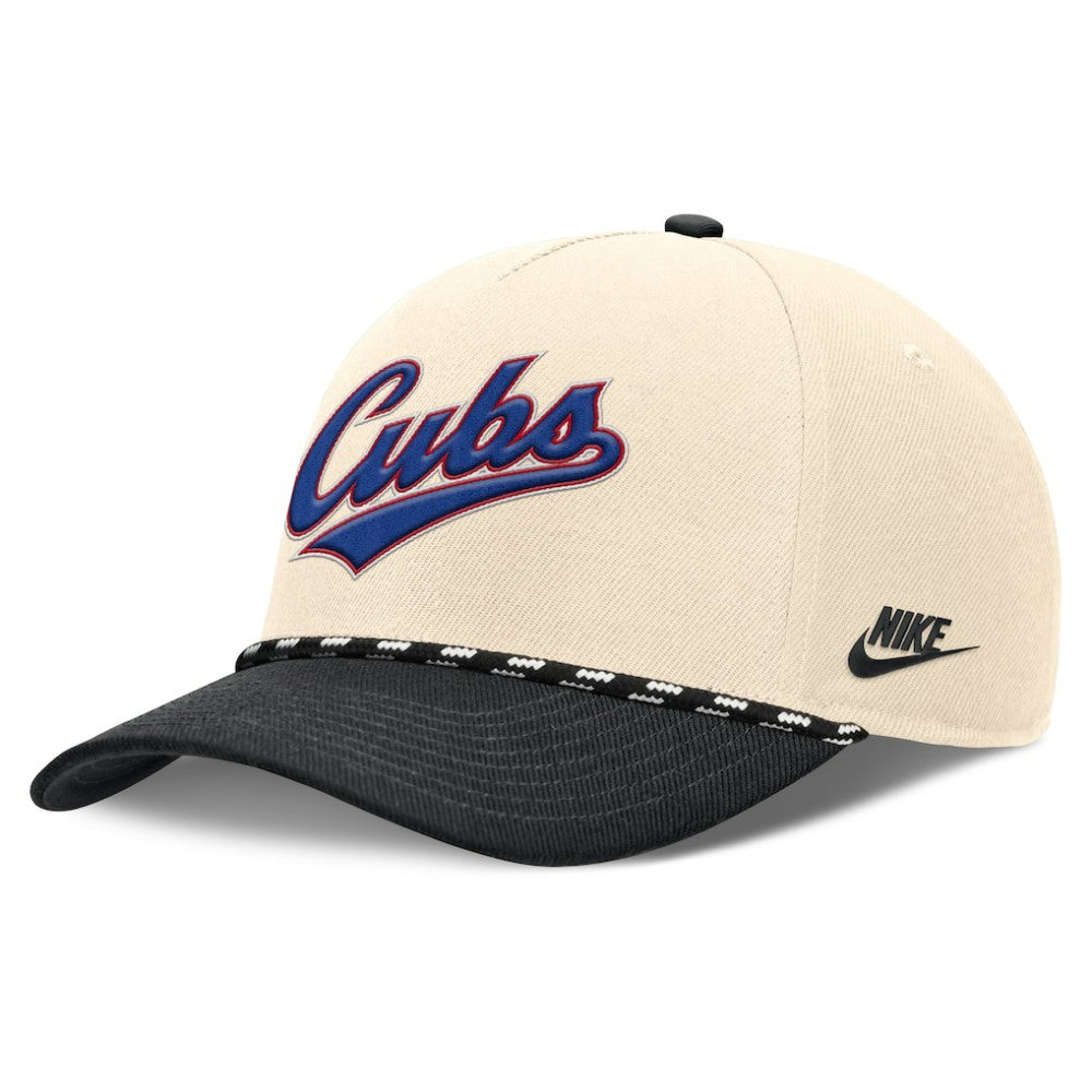 Chicago Cubs Cooperstown Collection Rise Adjustable Hat Natural/Black | Nike