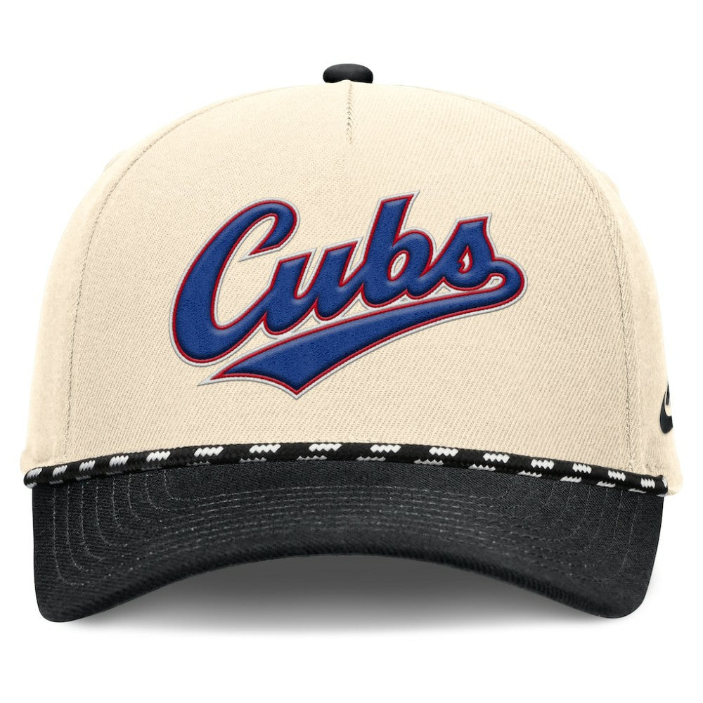 Chicago Cubs Cooperstown Collection Rise Adjustable Hat Natural/Black | Nike