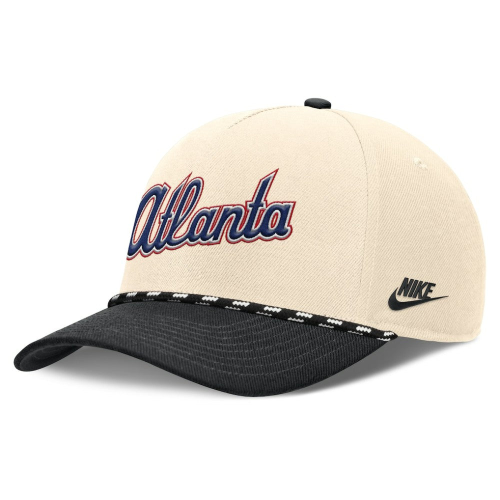 Atlanta Braves Cooperstown Collection Rise Adjustable Hat Natural/Black | Nike
