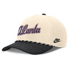 Atlanta Braves Cooperstown Collection Rise Adjustable Hat Natural/Black | Nike