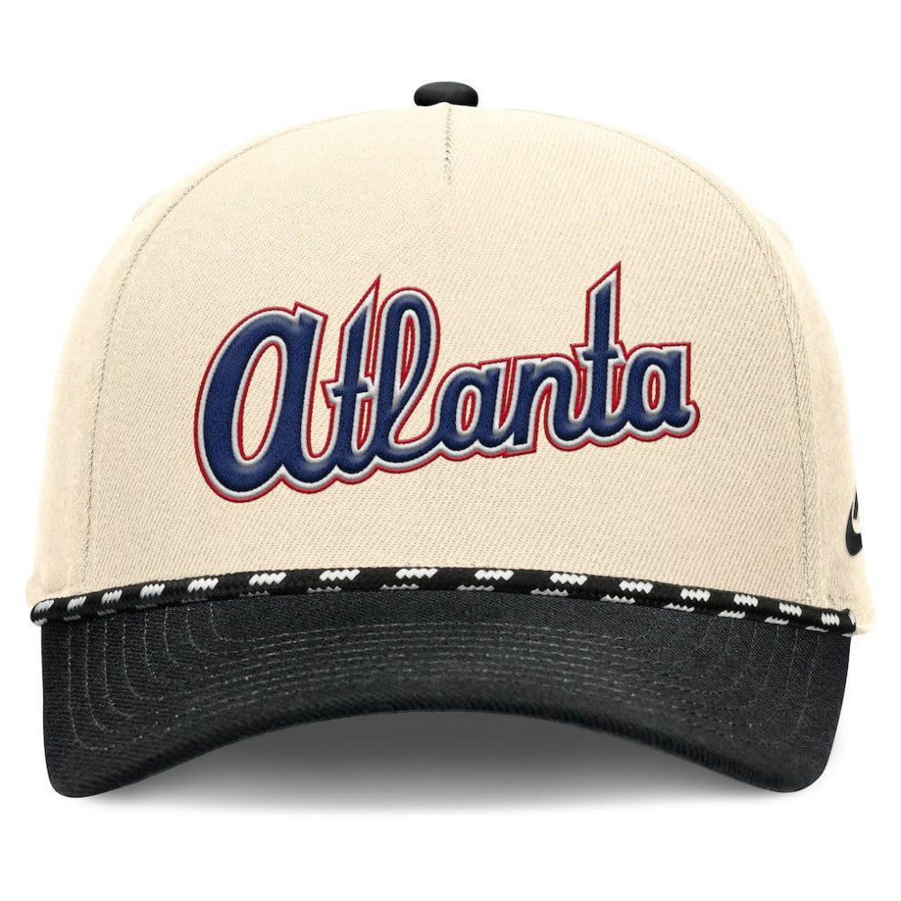 Atlanta Braves Cooperstown Collection Rise Adjustable Hat Natural/Black | Nike
