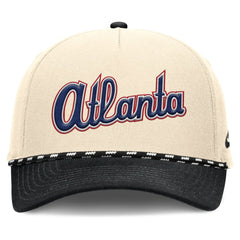 Atlanta Braves Cooperstown Collection Rise Adjustable Hat Natural/Black | Nike