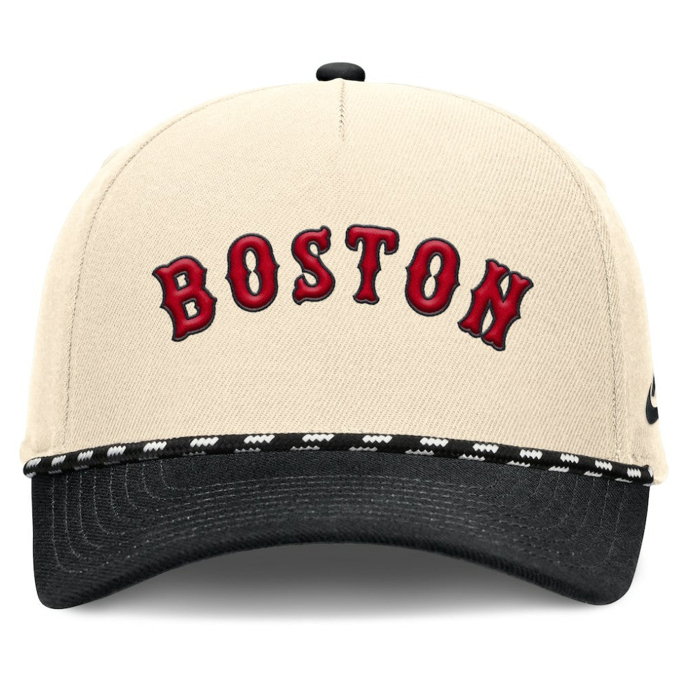Boston Red Sox Cooperstown Collection Rise Adjustable Hat Natural/Black | Nike