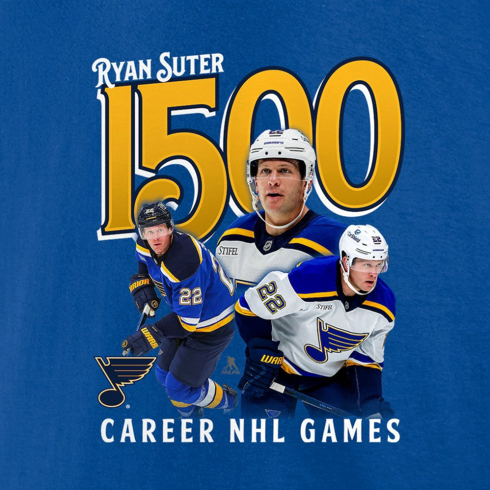 Ryan Suter St. Louis Blues 1500 Career NHL Games T-Shirt Royal
