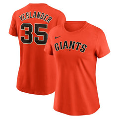 Justin Verlander San Francisco Giants Women's Cooperstown Collection Fuse Name & Number T-Shirt Orange | Nike