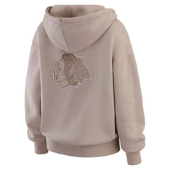 Chicago Blackhawks WEAR by Erin Andrews Women's Washed Pullover Crewdie Tan