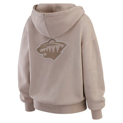 Minnesota Wild WEAR by Erin Andrews Women's Washed Pullover Crewdie Tan