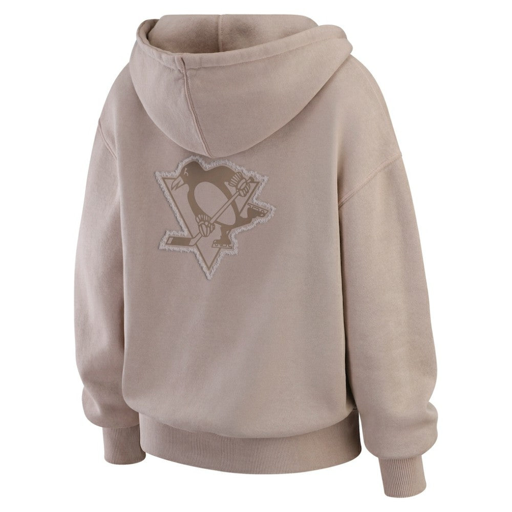 Pittsburgh Penguins WEAR by Erin Andrews Women's Washed Pullover Crewdie Tan