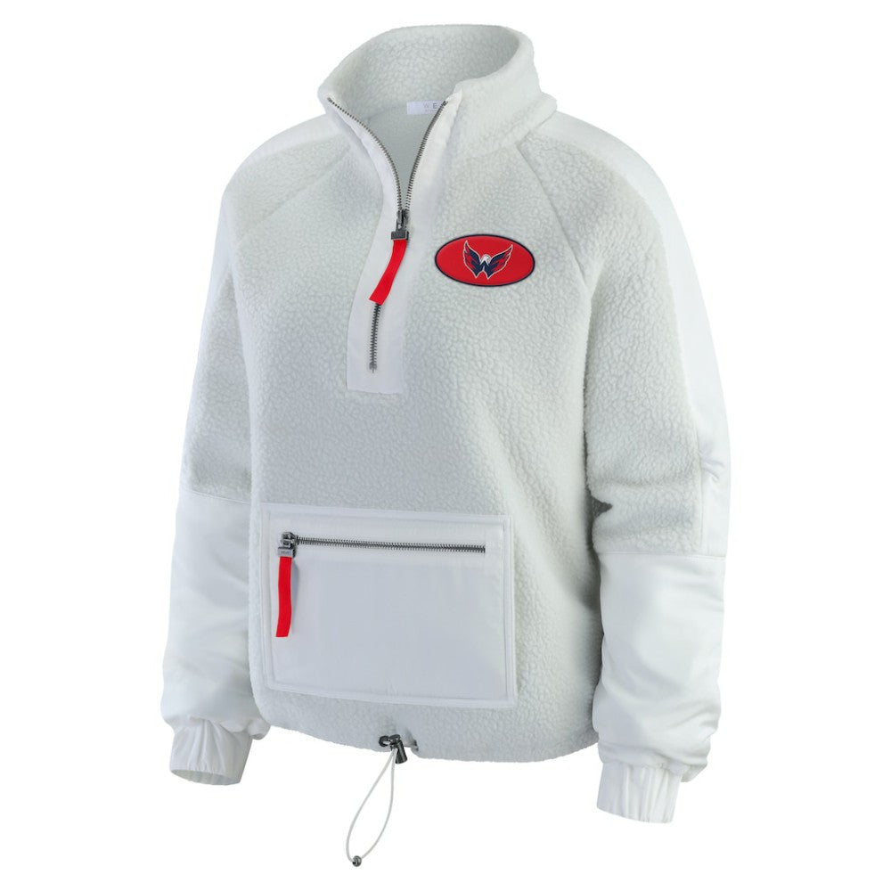 Washington Capitals WEAR by Erin Andrews Women's Polar Fleece Quarter-Zip Jacket Gray
