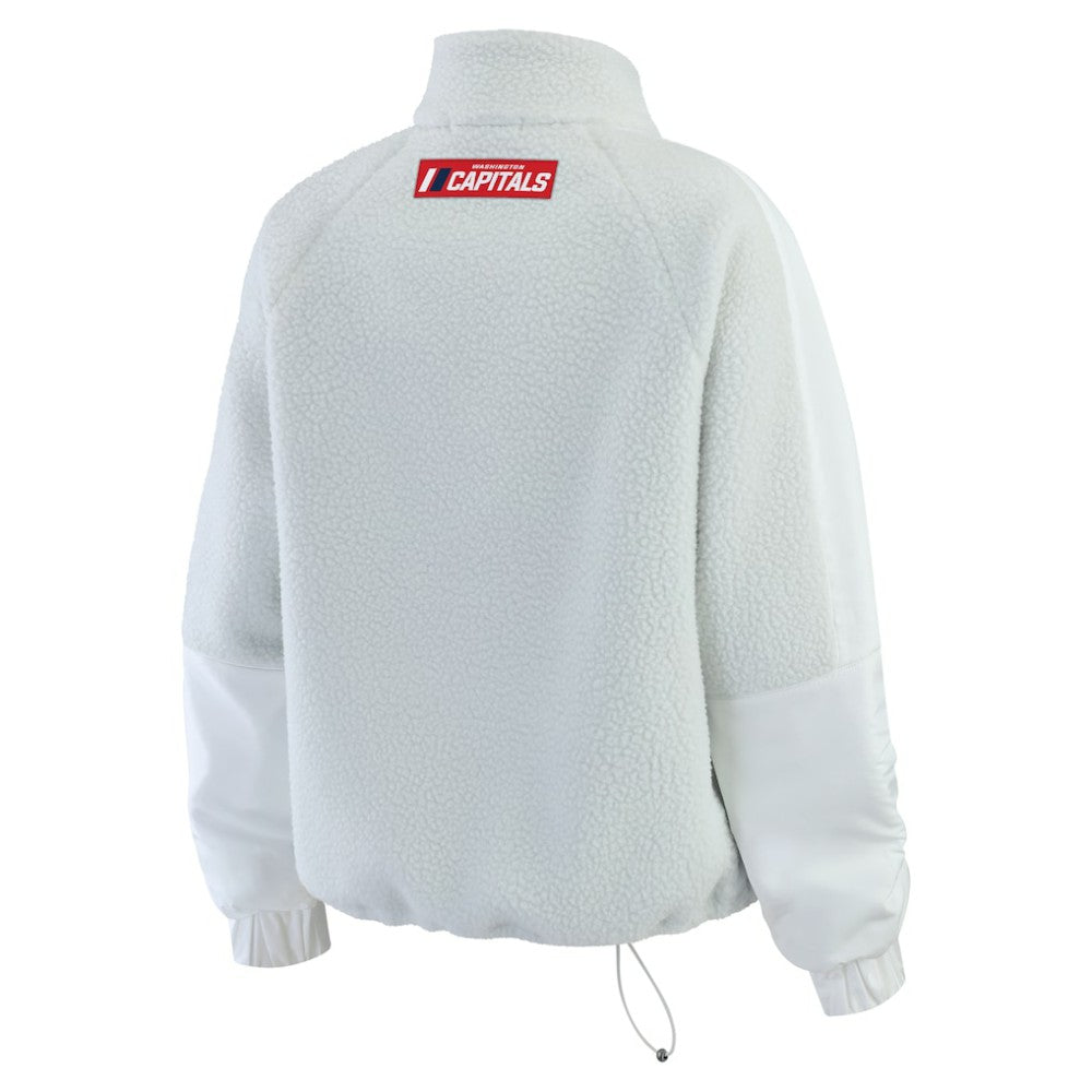 Washington Capitals WEAR by Erin Andrews Women's Polar Fleece Quarter-Zip Jacket Gray