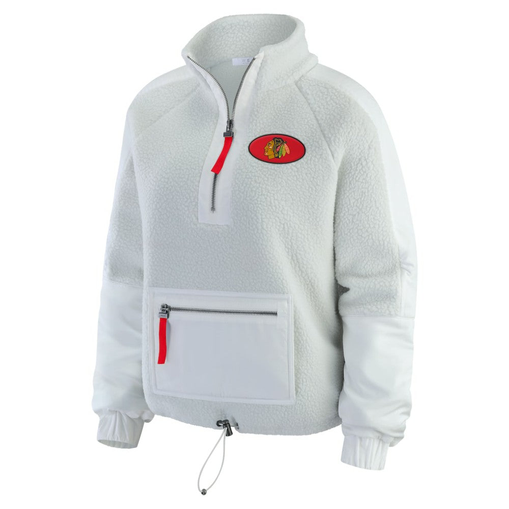 Chicago Blackhawks WEAR by Erin Andrews Women's Polar Fleece Quarter-Zip Jacket Gray