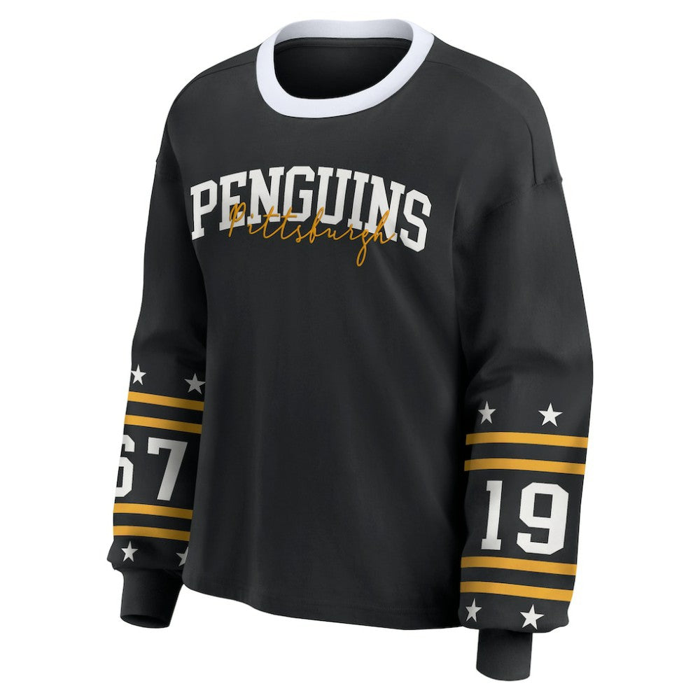 Pittsburgh Penguins WEAR by Erin Andrews Women's Long-Sleeve Sport T-Shirt Black