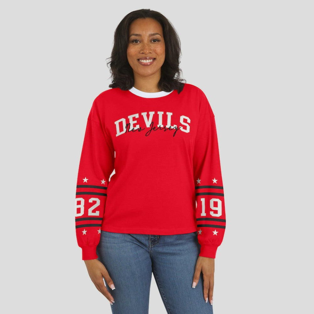 New Jersey Devils WEAR by Erin Andrews Women's Long-Sleeve Sport T-Shirt Red