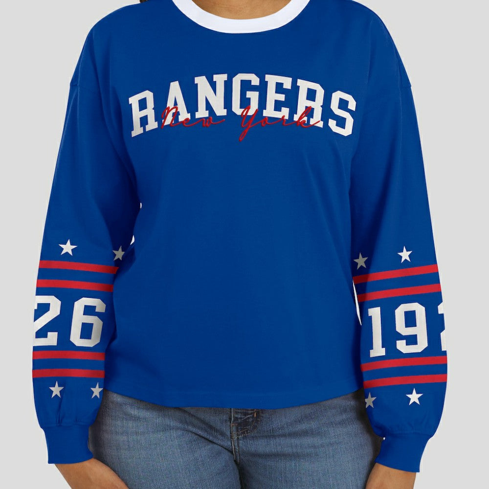 New York Rangers WEAR by Erin Andrews Women's Long-Sleeve Sport T-Shirt Blue
