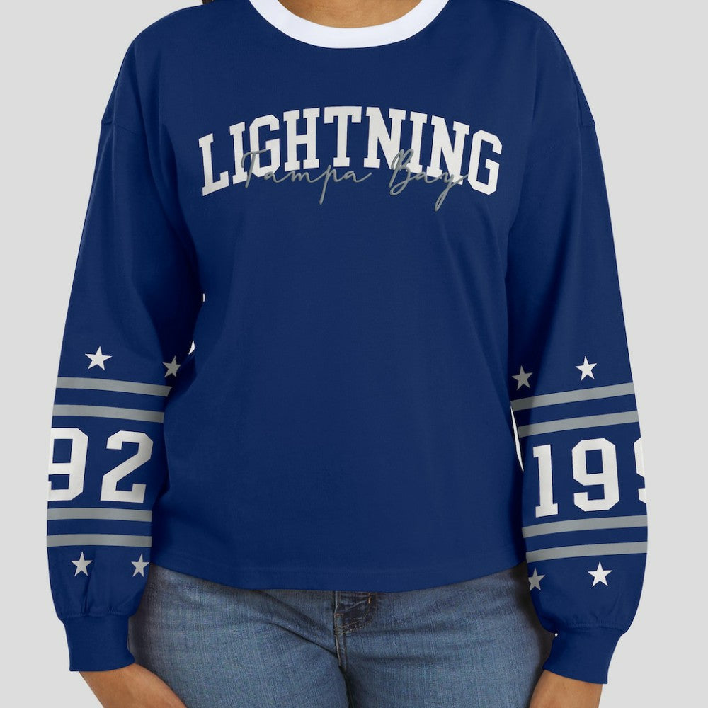 Tampa Bay Lightning WEAR by Erin Andrews Women's Long-Sleeve Sport T-Shirt Blue