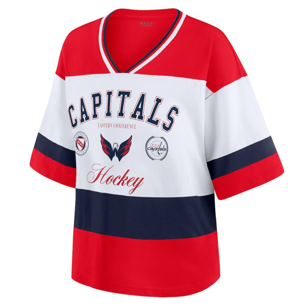 Washington Capitals WEAR by Erin Andrews Women's Jersey Style Tee Red/White