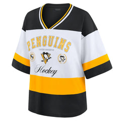 Pittsburgh Penguins WEAR by Erin Andrews Women's Jersey Style Tee Black/White