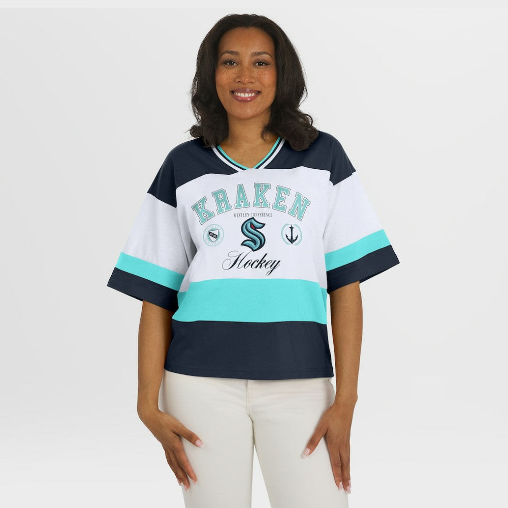 Seattle Kraken WEAR by Erin Andrews Women's Jersey Style Tee Black/White