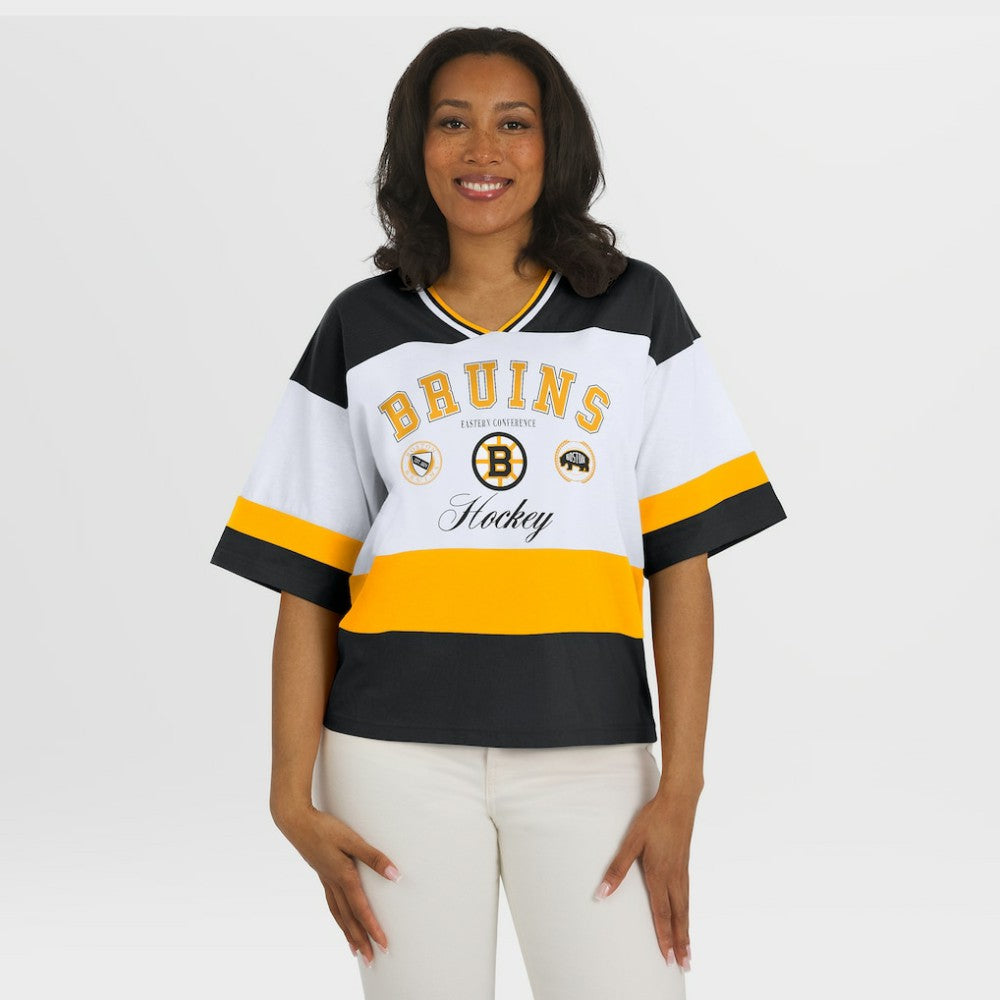 Boston Bruins WEAR by Erin Andrews Women's Jersey Style Tee Black/White
