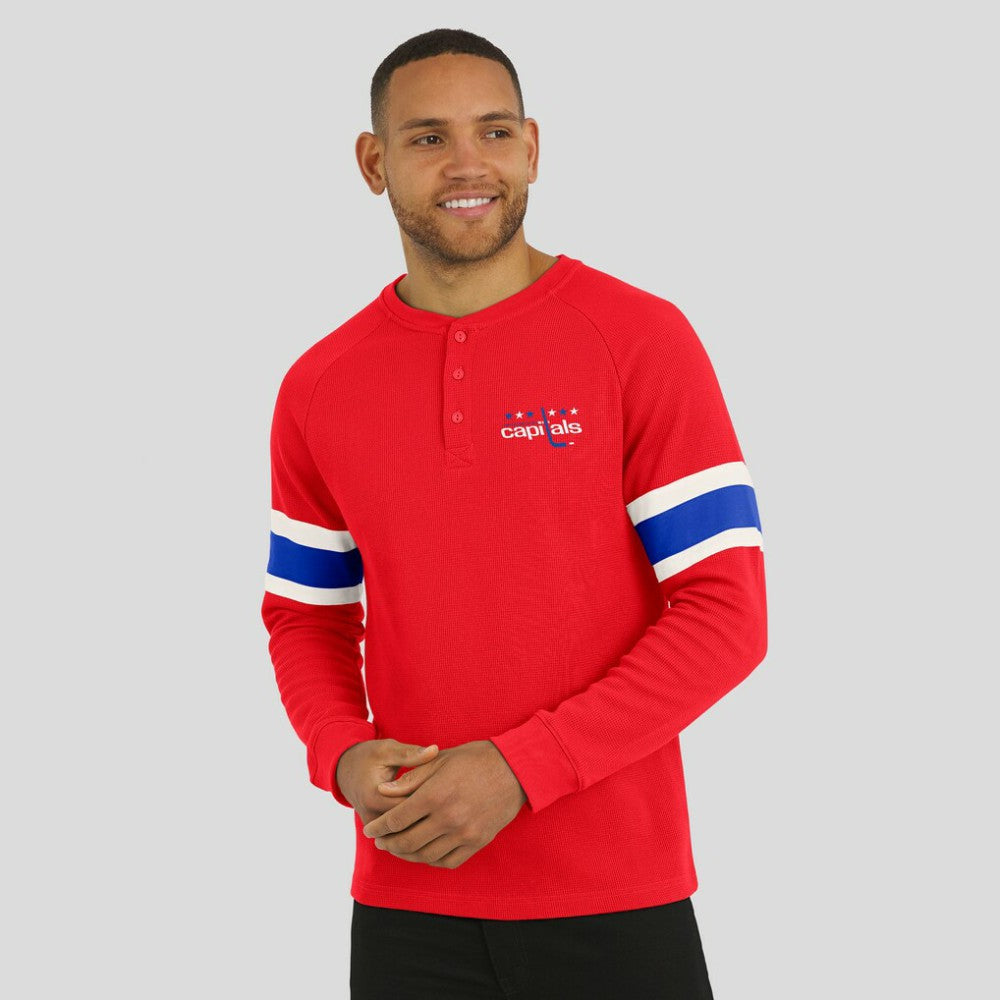 Washington Capitals Darius Rucker Collection by Fanatics Waffle-Knit Raglan Long Sleeve Henley T-Shirt Red