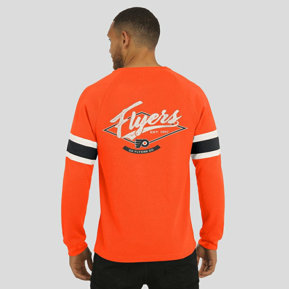 Philadelphia Flyers Darius Rucker Collection by Fanatics Waffle-Knit Raglan Long Sleeve Henley T-Shirt Orange