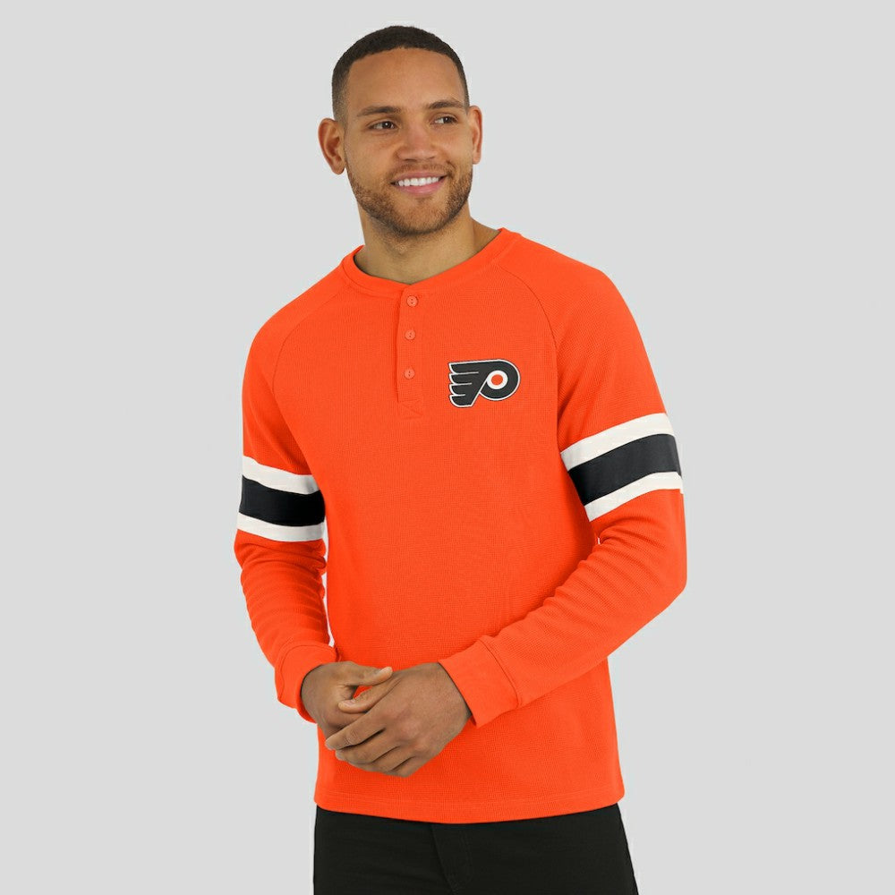 Philadelphia Flyers Darius Rucker Collection by Fanatics Waffle-Knit Raglan Long Sleeve Henley T-Shirt Orange