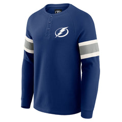 Tampa Bay Lightning Darius Rucker Collection by Fanatics Waffle-Knit Raglan Long Sleeve Henley T-Shirt Navy