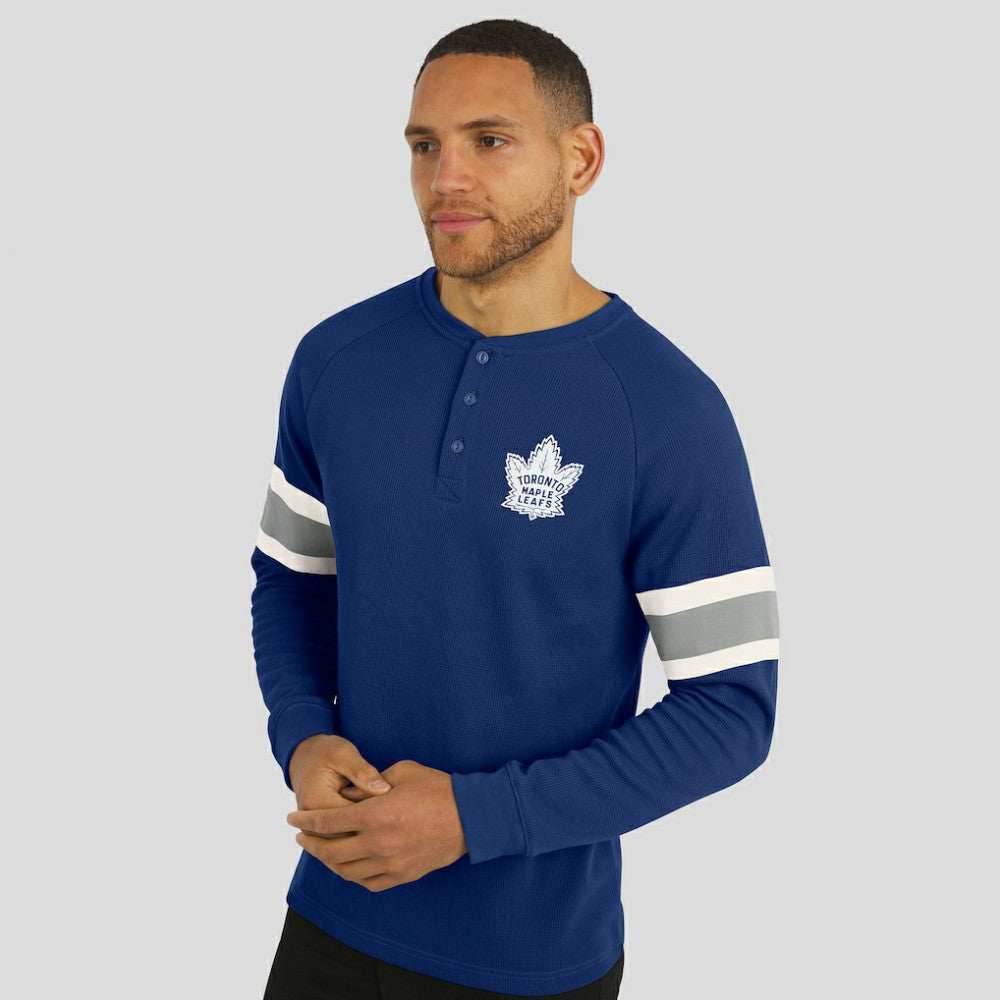 Toronto Maple Leafs Darius Rucker Collection by Fanatics Waffle-Knit Raglan Long Sleeve Henley T-Shirt Navy