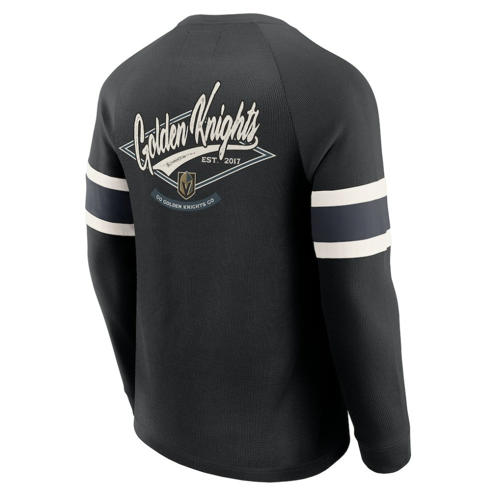 Vegas Golden Knights Darius Rucker Collection by Fanatics Waffle-Knit Raglan Long Sleeve Henley T-Shirt Black