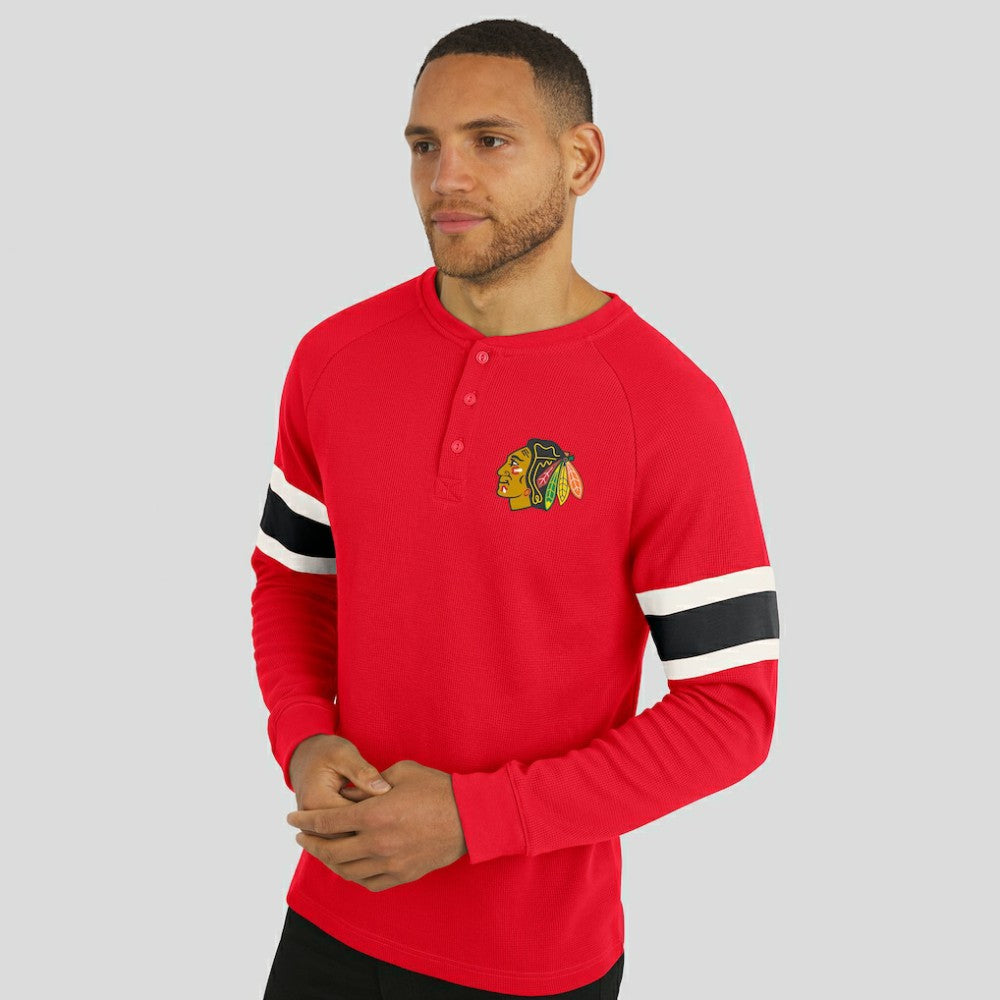 Chicago Blackhawks Darius Rucker Collection by Fanatics Waffle-Knit Raglan Long Sleeve Henley T-Shirt Red